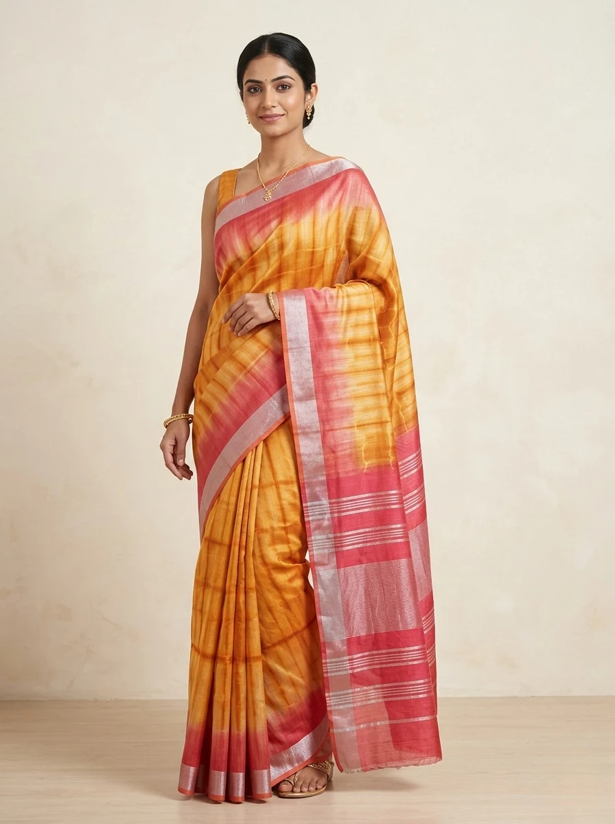 Madhubani print saree with radiant and shiny zari border urbanity and along with blouse piece